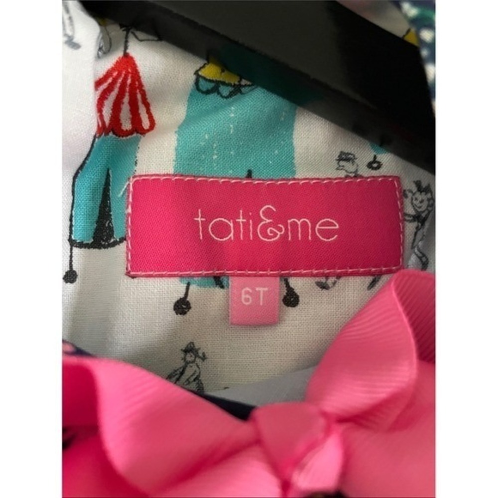Tati & Me Girls Dress Cotton Unicorn Floral Pink Polka Dot 6T New With Tags - Picture 2 of 12